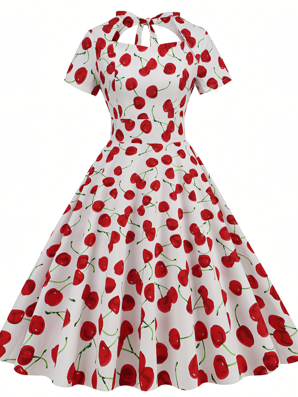 Vintage Floral Hepburn Style Midi Dress