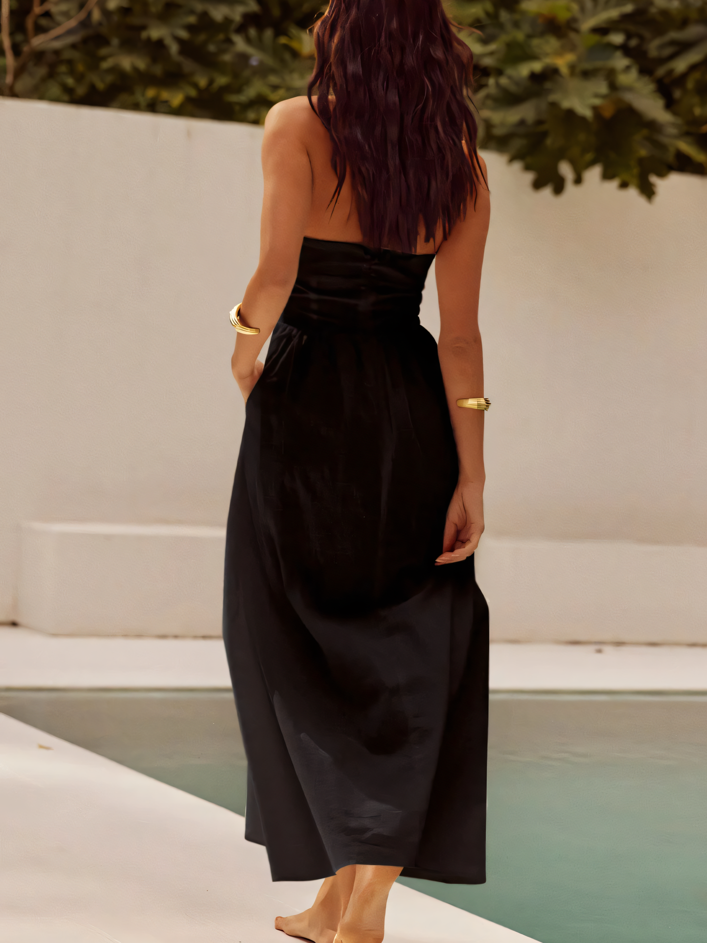 Hanging Neck Simple Maxi Dress