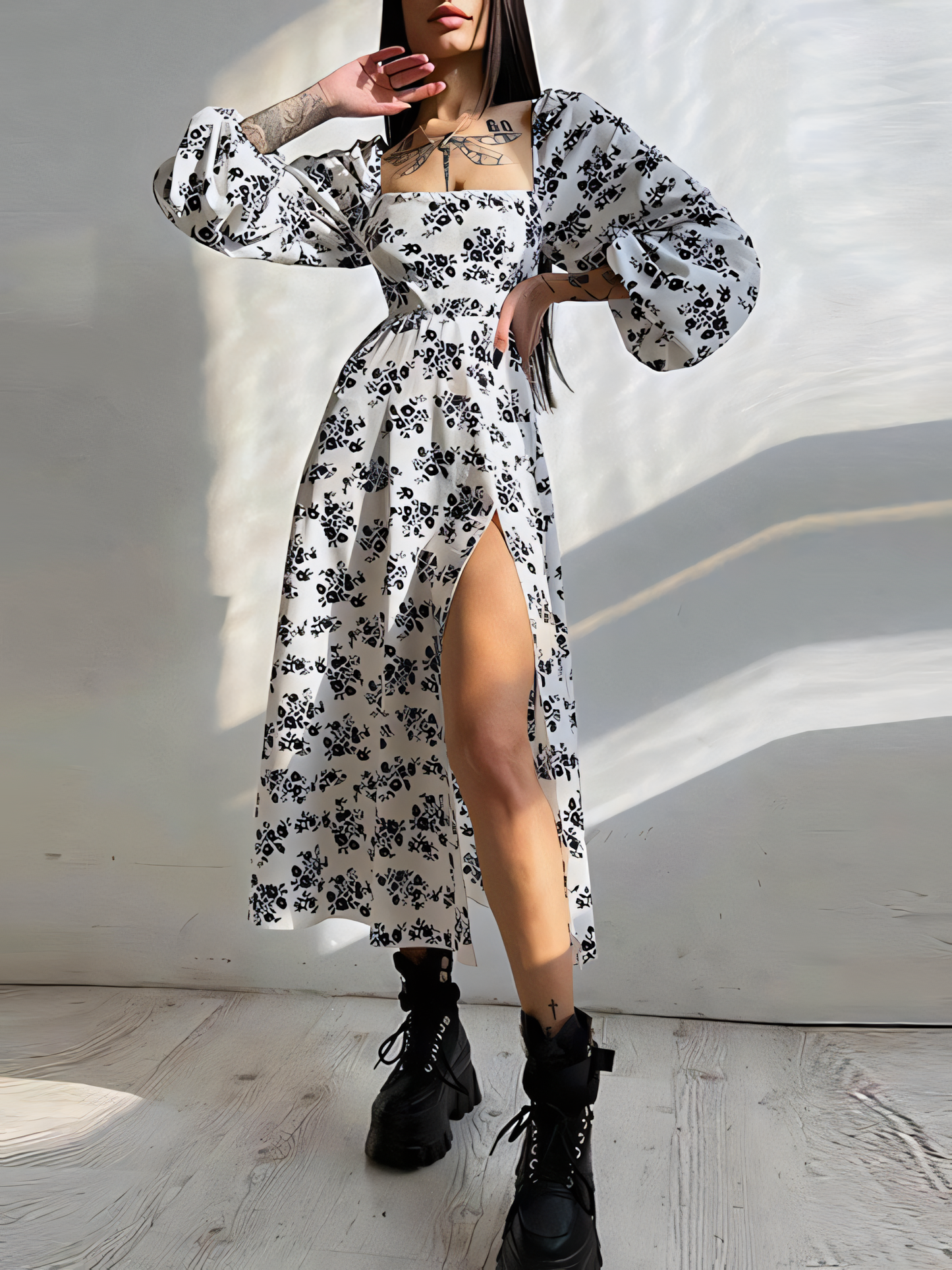 Slit Backless Midi Dress