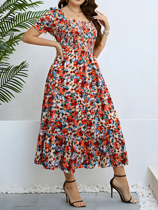 Floral Waist-slimming Maxi Dress