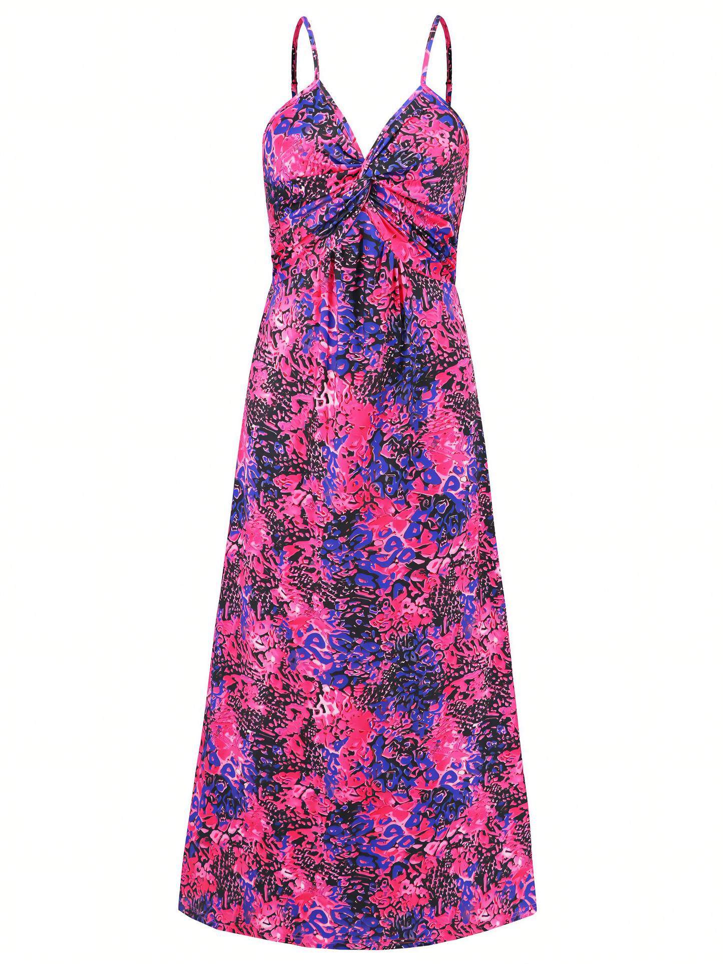 Purple Printed Halter V-neck Maxi Dress