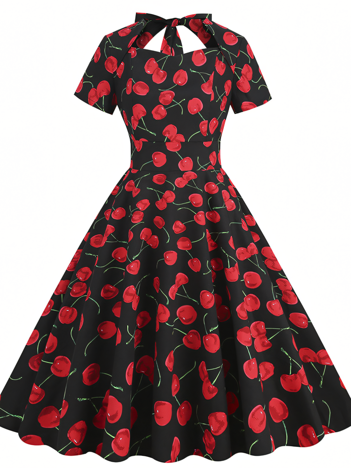 Vintage Floral Hepburn Style Midi Dress