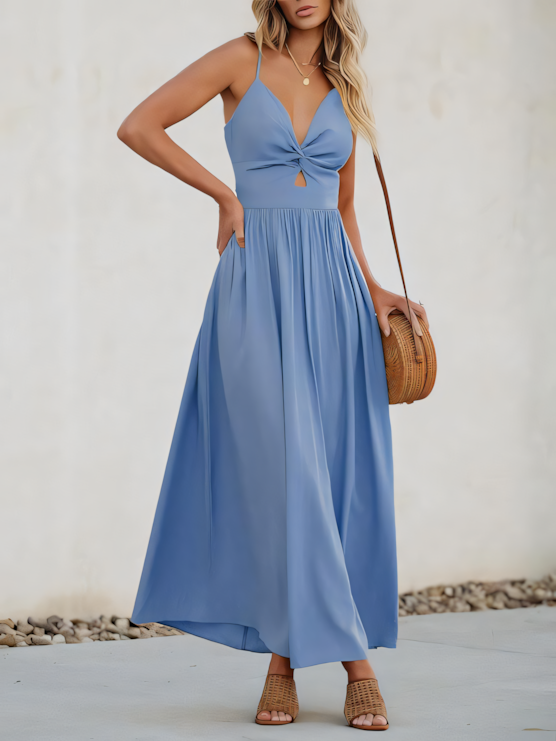 Macron-colored Slip Maxi Dress