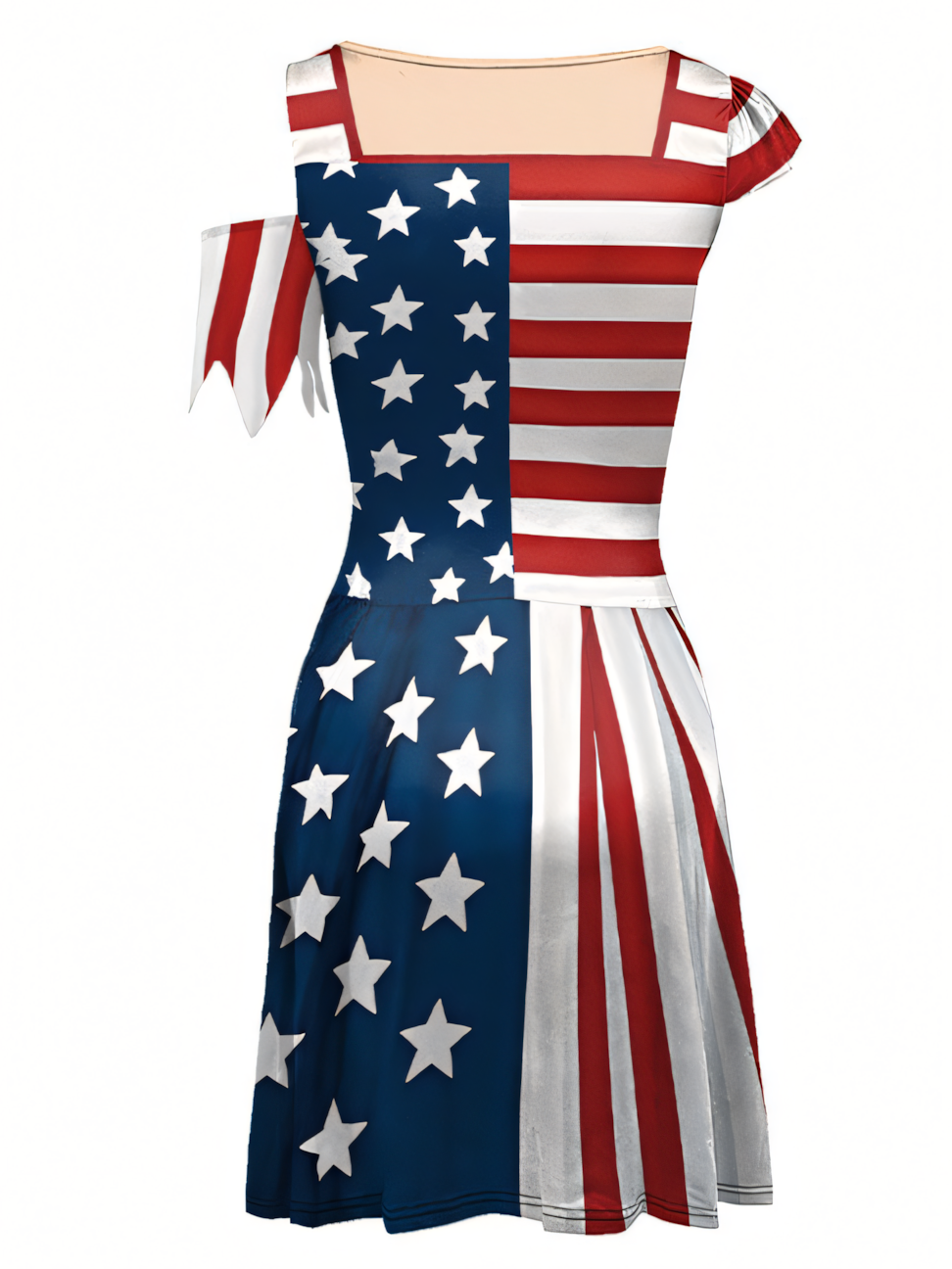 Independence Day Tie-Dye Pattern Digital Print Midi Dress