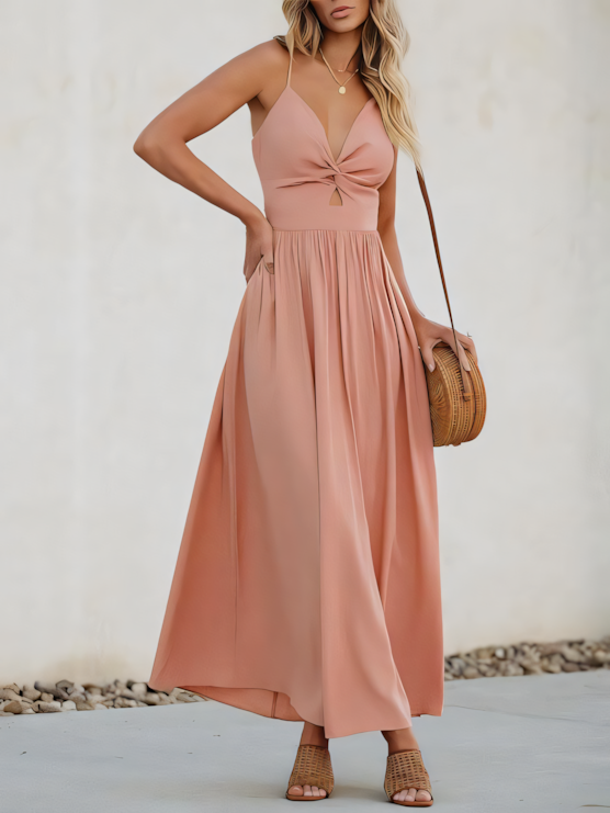 Macron-colored Slip Maxi Dress