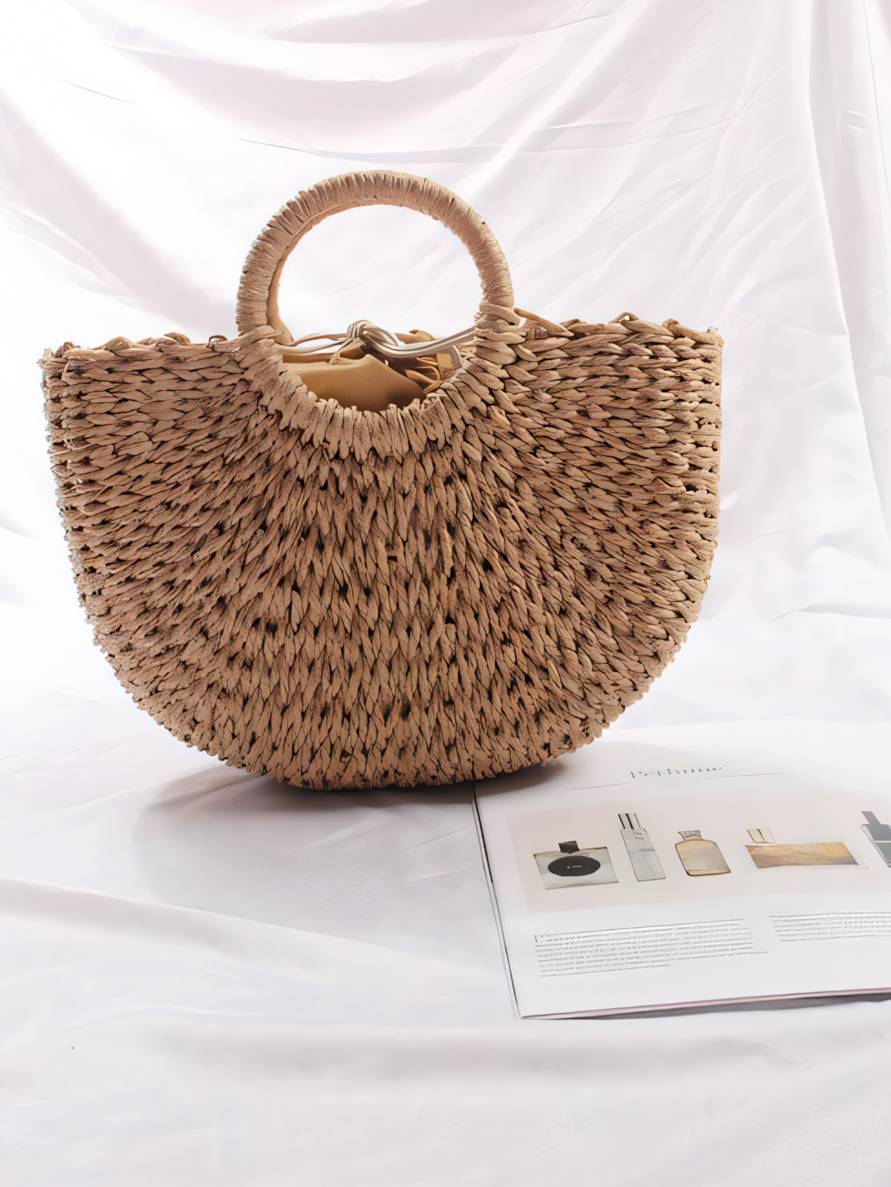 Paper Rope Round Dipper Bag Woven Tote Bag