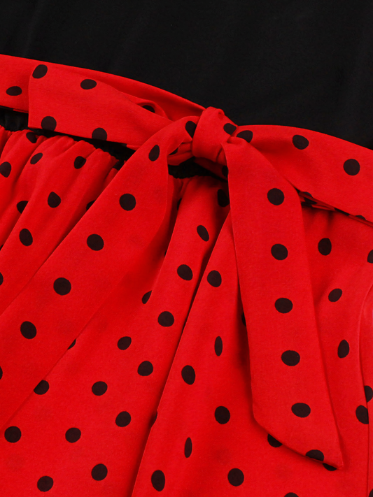 Red Black Dot Vintage Midi Dress