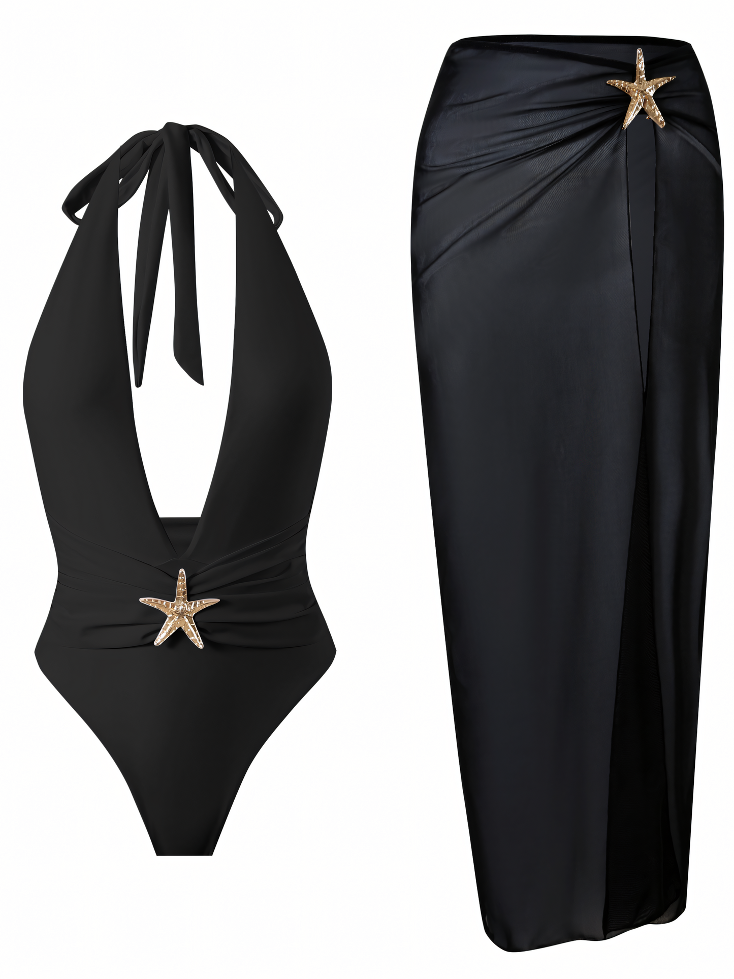 Solid Color Mesh One-piece Bikini Sets