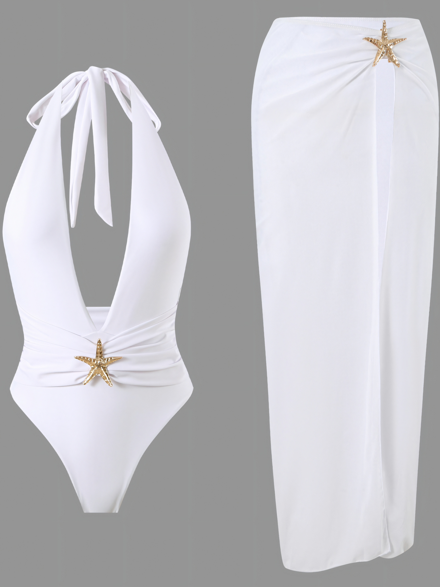 Solid Color Mesh One-piece Bikini Sets