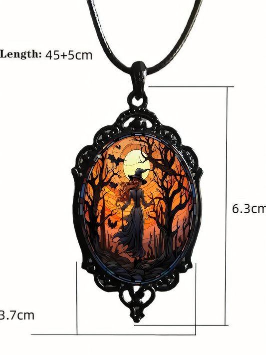 Vintage Gothic Halloween Pendant Necklace