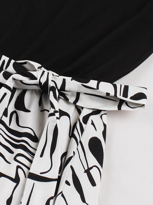 Black White Vintage Midi Dress
