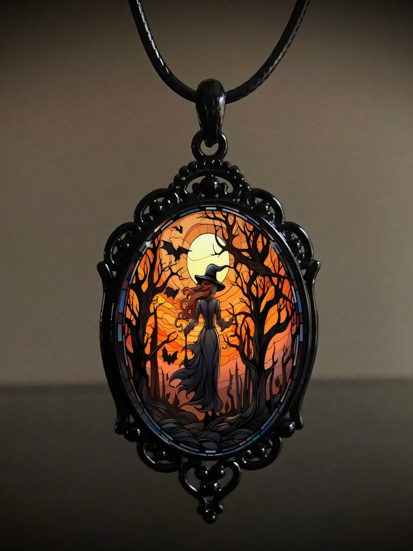 Vintage Gothic Halloween Pendant Necklace
