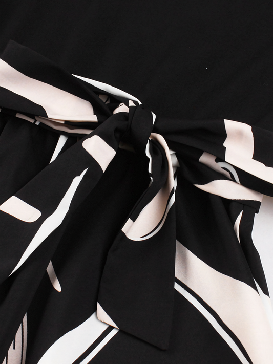 Black Pink Vintage Midi Dress