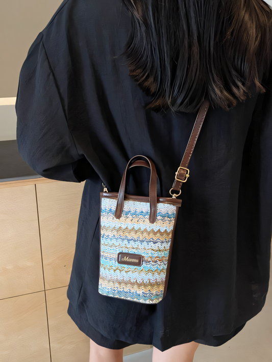 Mini Clashing Straw Bucket Bag