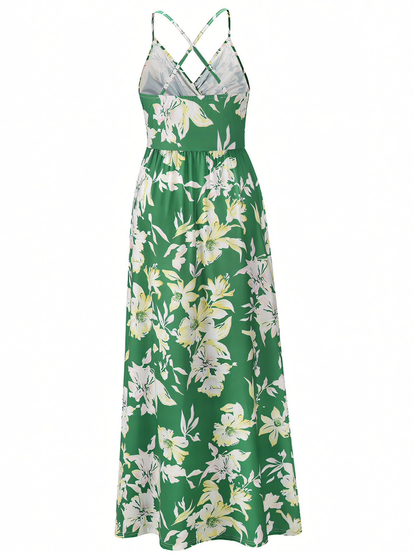 Green Floral Bohemia Halter Maxi Dress