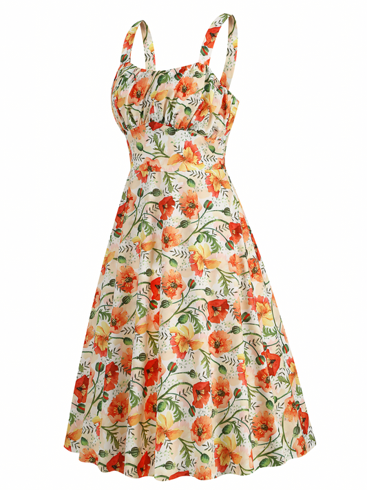 Floral Printed Slip Midi Dress