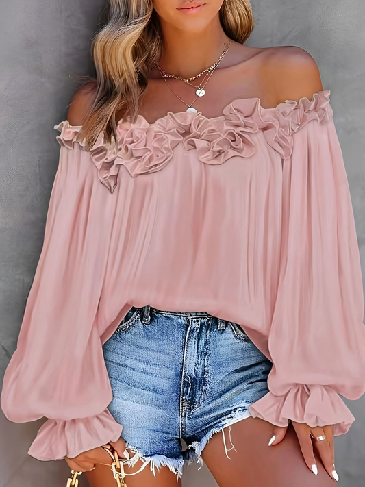 Strapless Ruffle Sleeve Loose Shirt