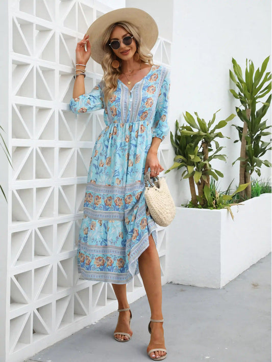 Bohemian Printed A-Line Maxi Dress
