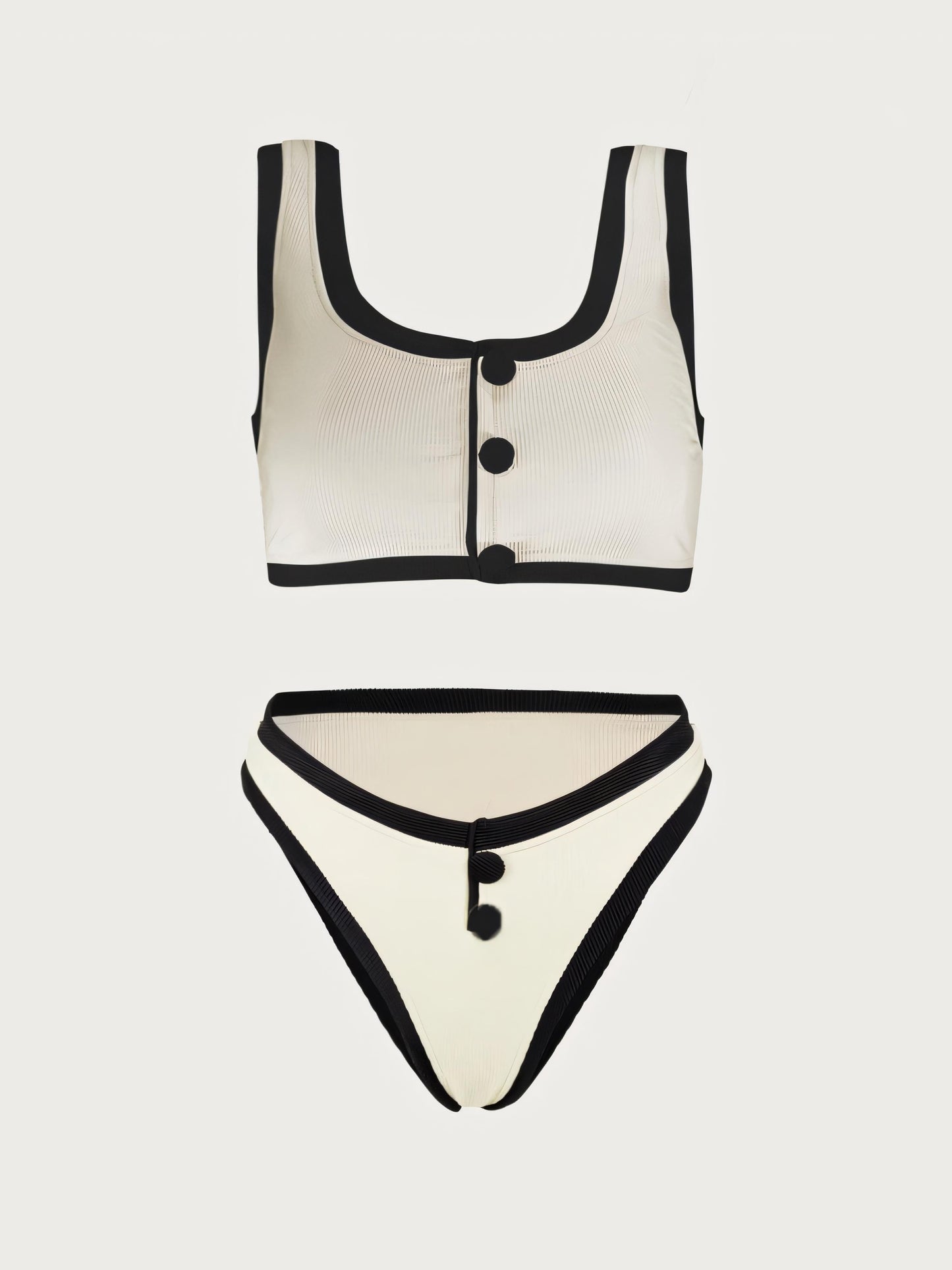 Black White Color-blocked High-waist Ins-style Bikini