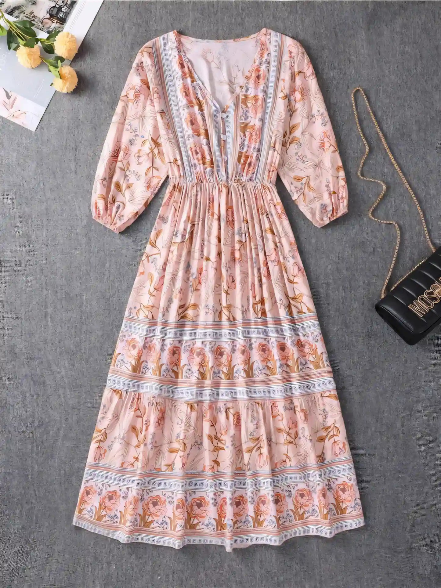 Bohemian Printed A-Line Maxi Dress