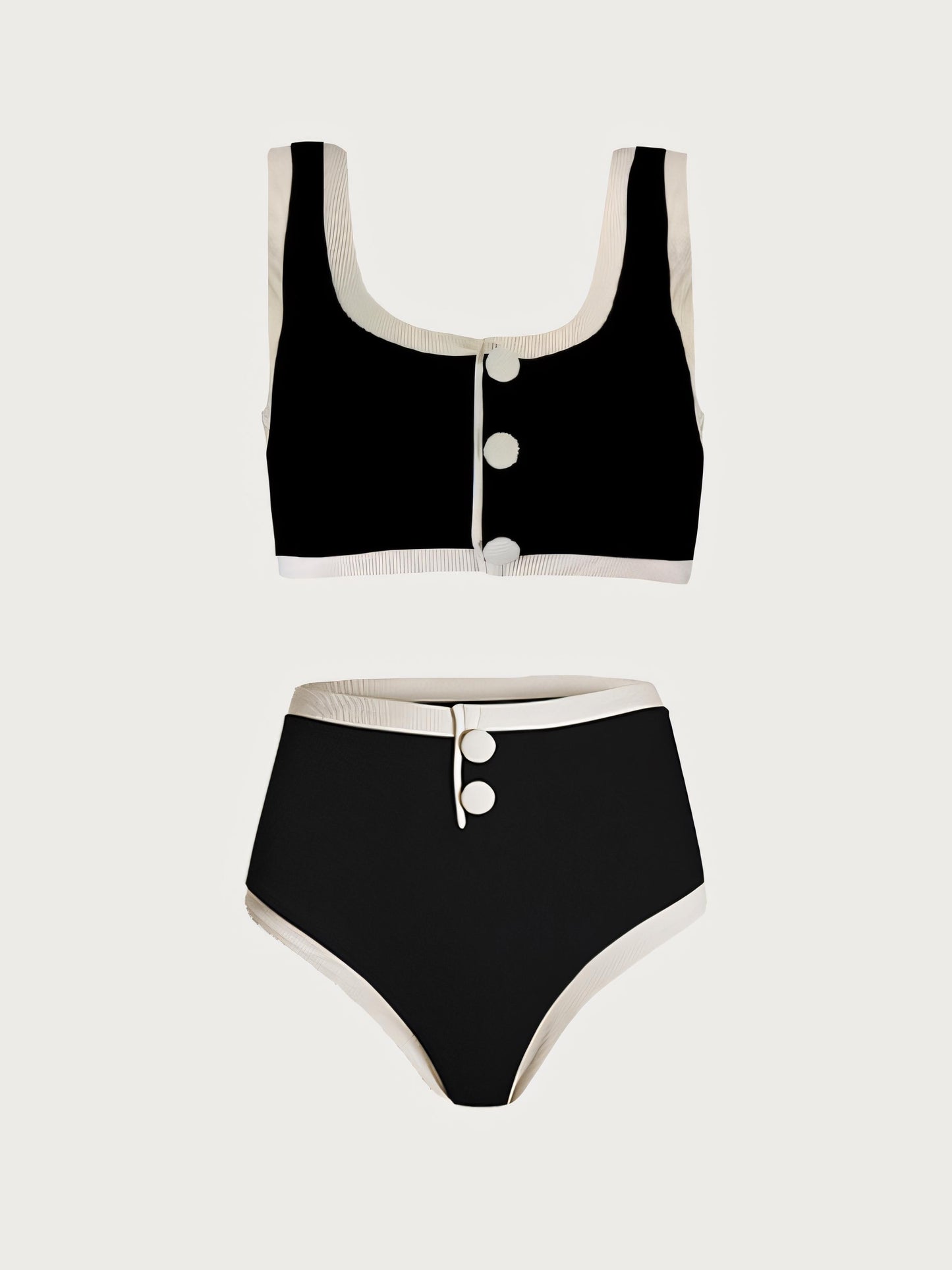 Black White Color-blocked High-waist Ins-style Bikini