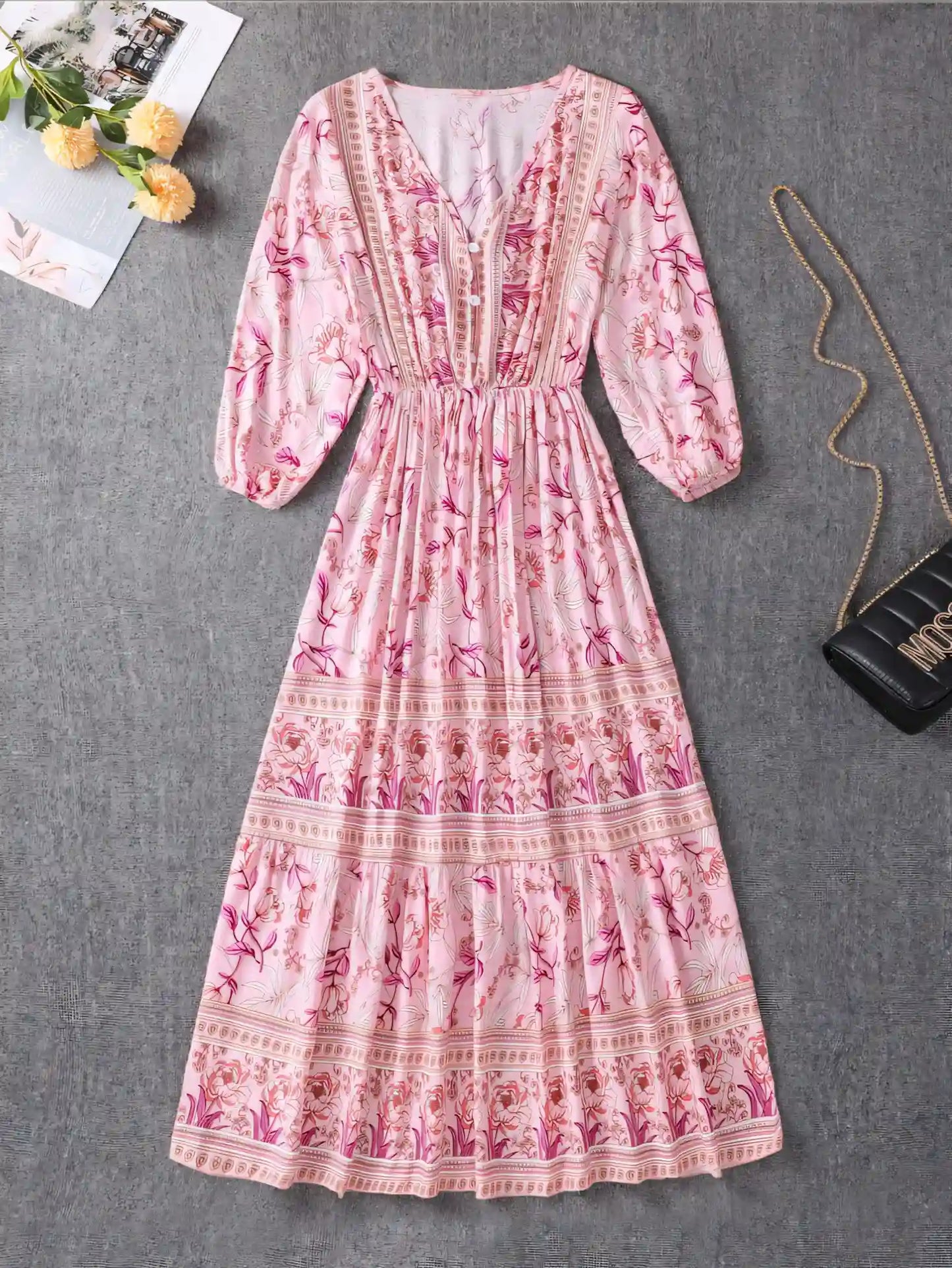 Bohemian Printed A-Line Maxi Dress