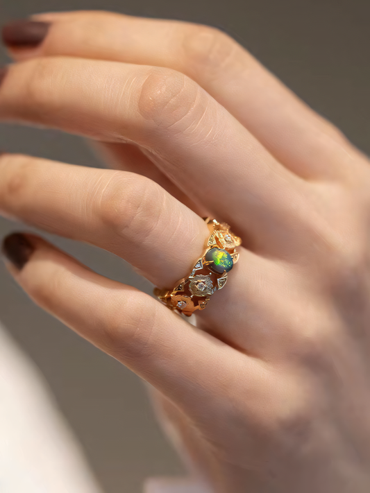 Colorful Vintage Starburst Diamond Ring