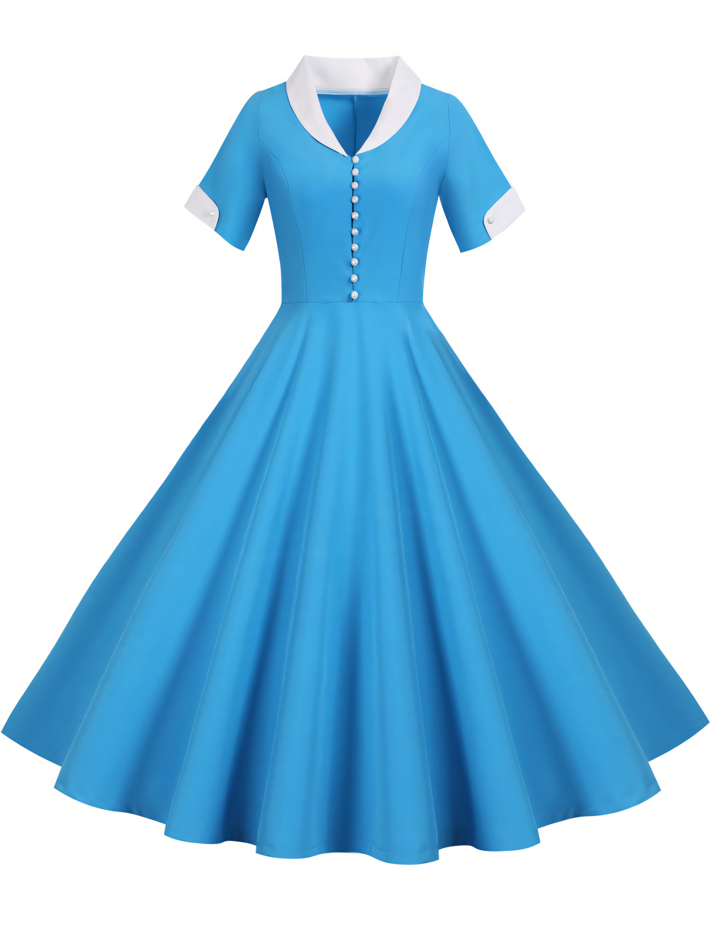 Retro Hepburn Style Swing Midi Dress