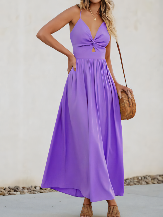 Macron-colored Slip Maxi Dress