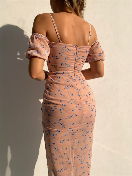 Halter Floral Midi Dress