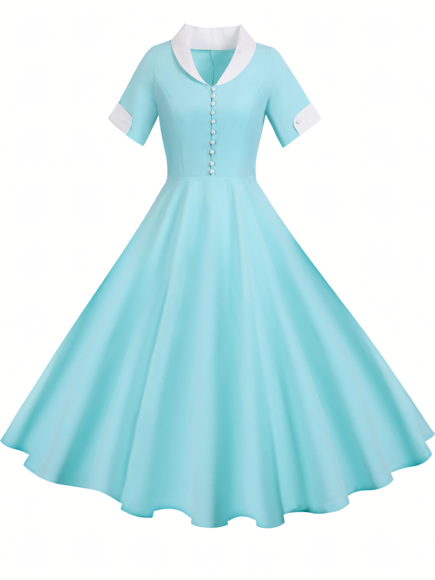 Retro Hepburn Style Swing Midi Dress
