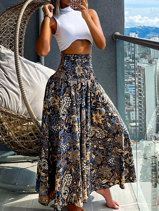 Vintage Bohemian Elasticated Waist Skirt
