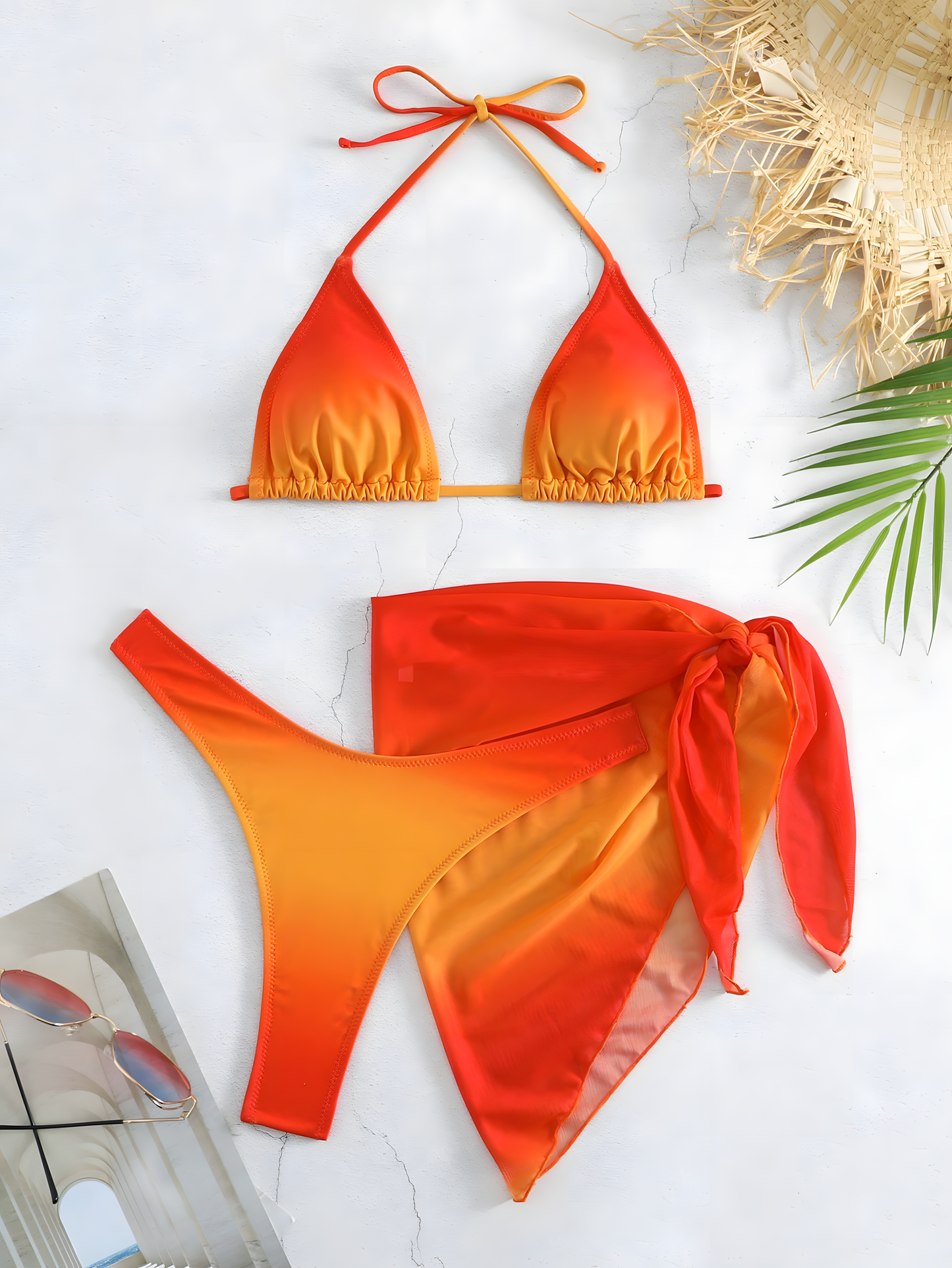 Sexy Ombre Bikini Trio Set