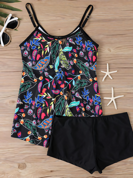 Printed Boxer Shorts Tankini Set