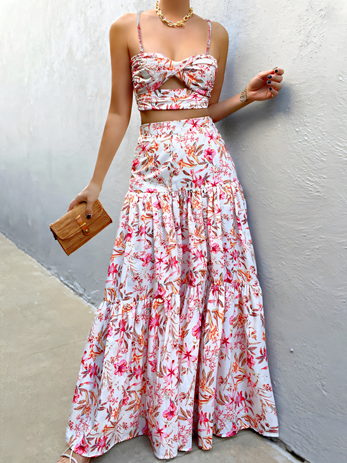 Bow Bandeau Large Swing Maxi Dress