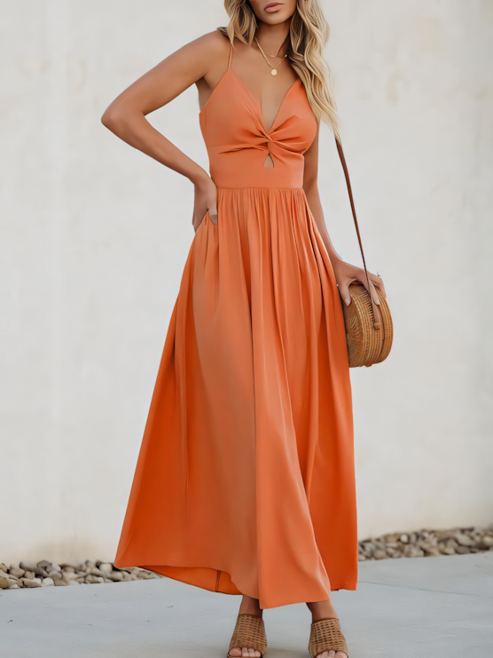 Macron-colored Slip Maxi Dress