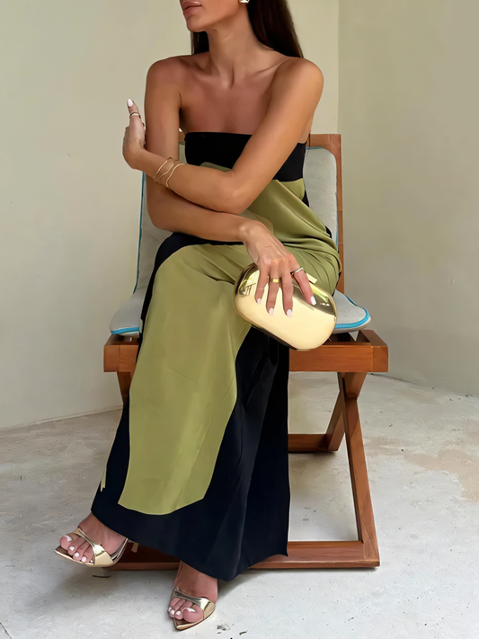 Printed Backless Bandeau Maxi Dress