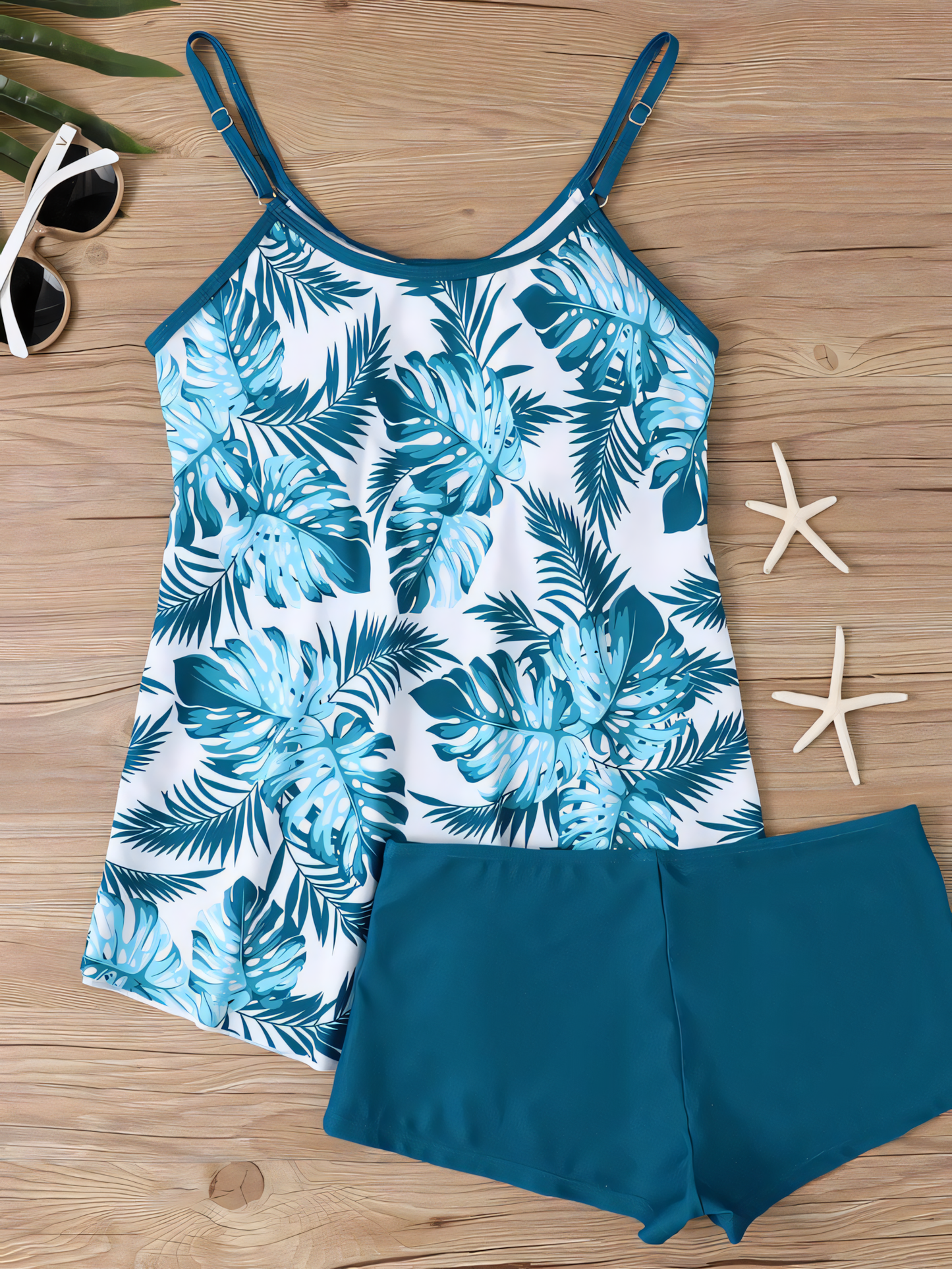 Printed Boxer Shorts Tankini Set