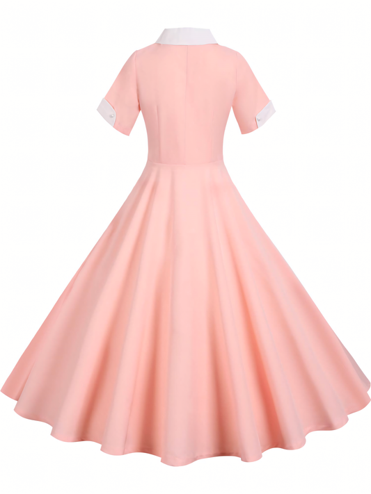 Retro Hepburn Style Swing Midi Dress