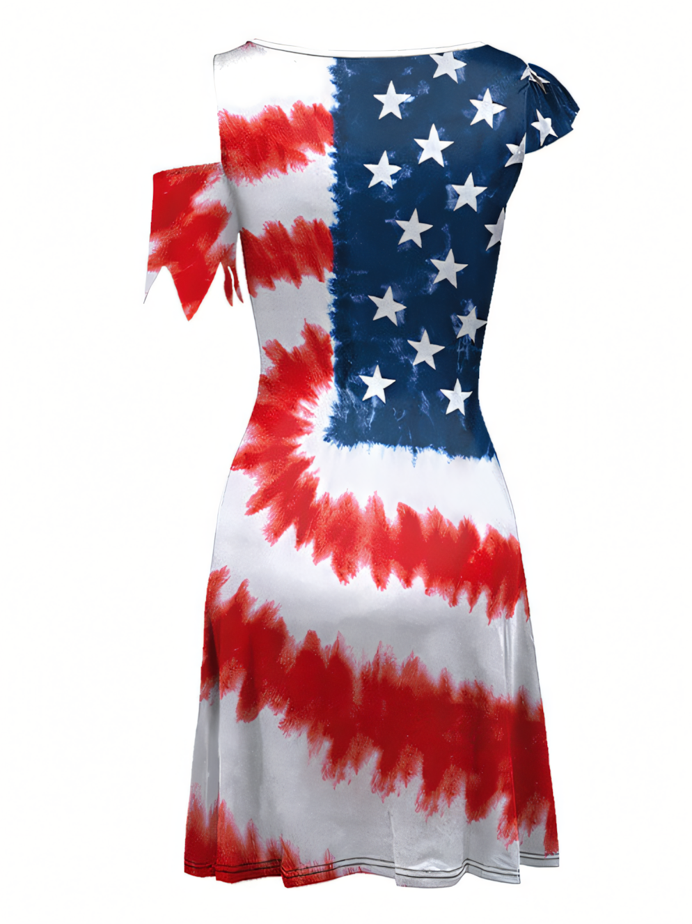 Independence Day Tie-Dye Pattern Digital Print Midi Dress