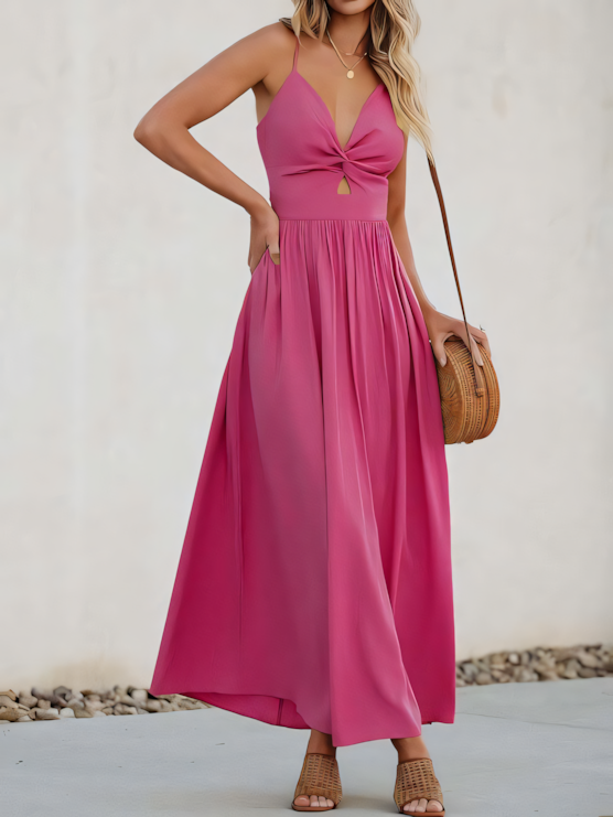 Macron-colored Slip Maxi Dress