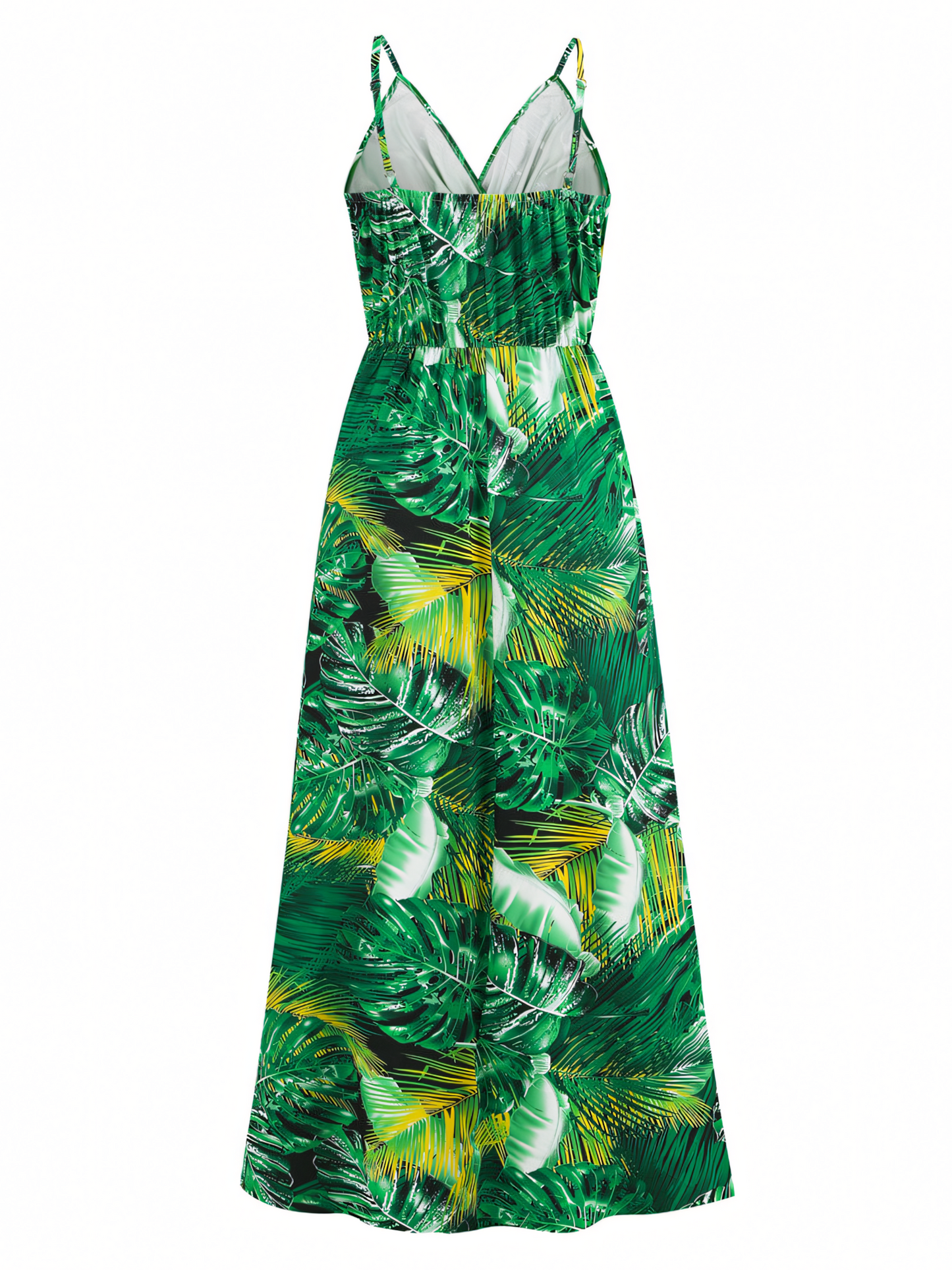 Dark-green Printed Bohemia V-Neck Halter Maxi Dress
