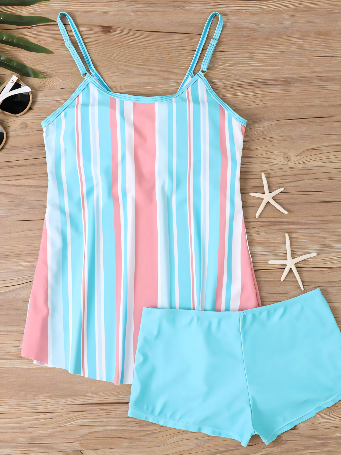 Printed Boxer Shorts Tankini Set