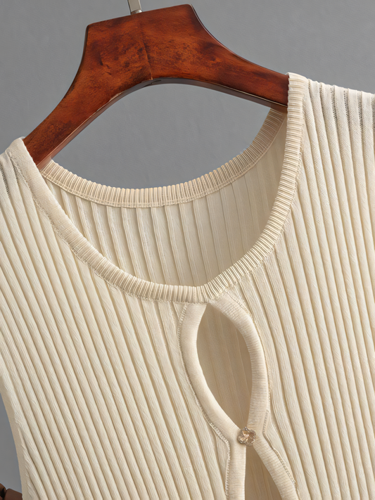 Solid Color Knit Sleeveless Midi Dress