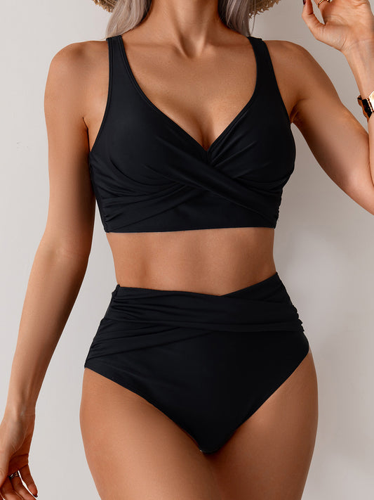 Solid Color High-waist Bikini