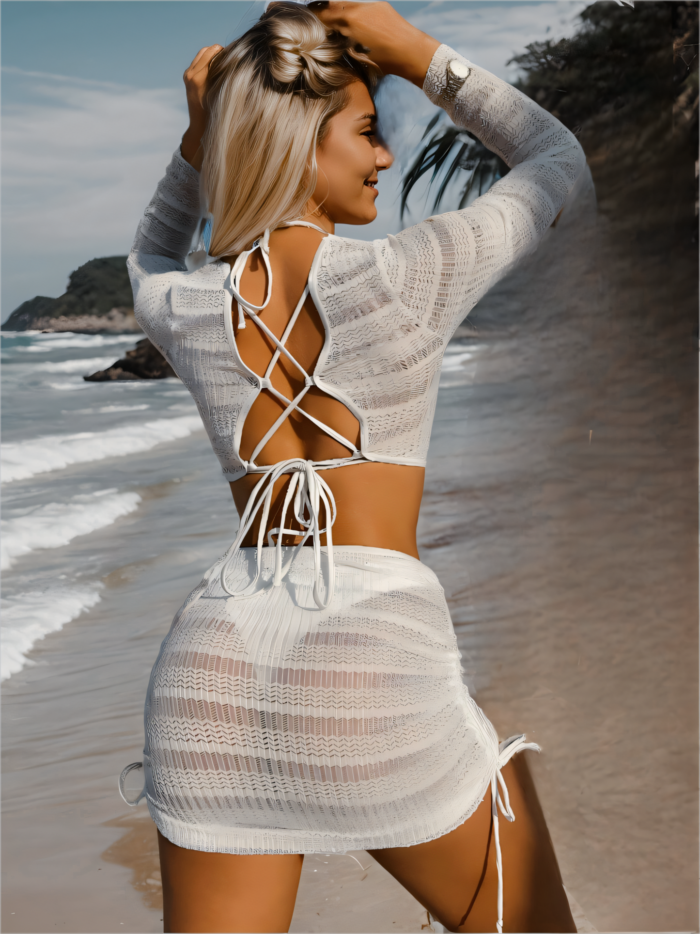 Solid Color Bikini Four-piece Set