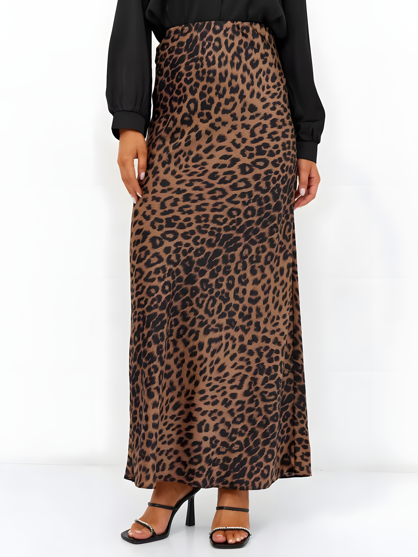 Leopard Print High-waisted Elasticated Skirt