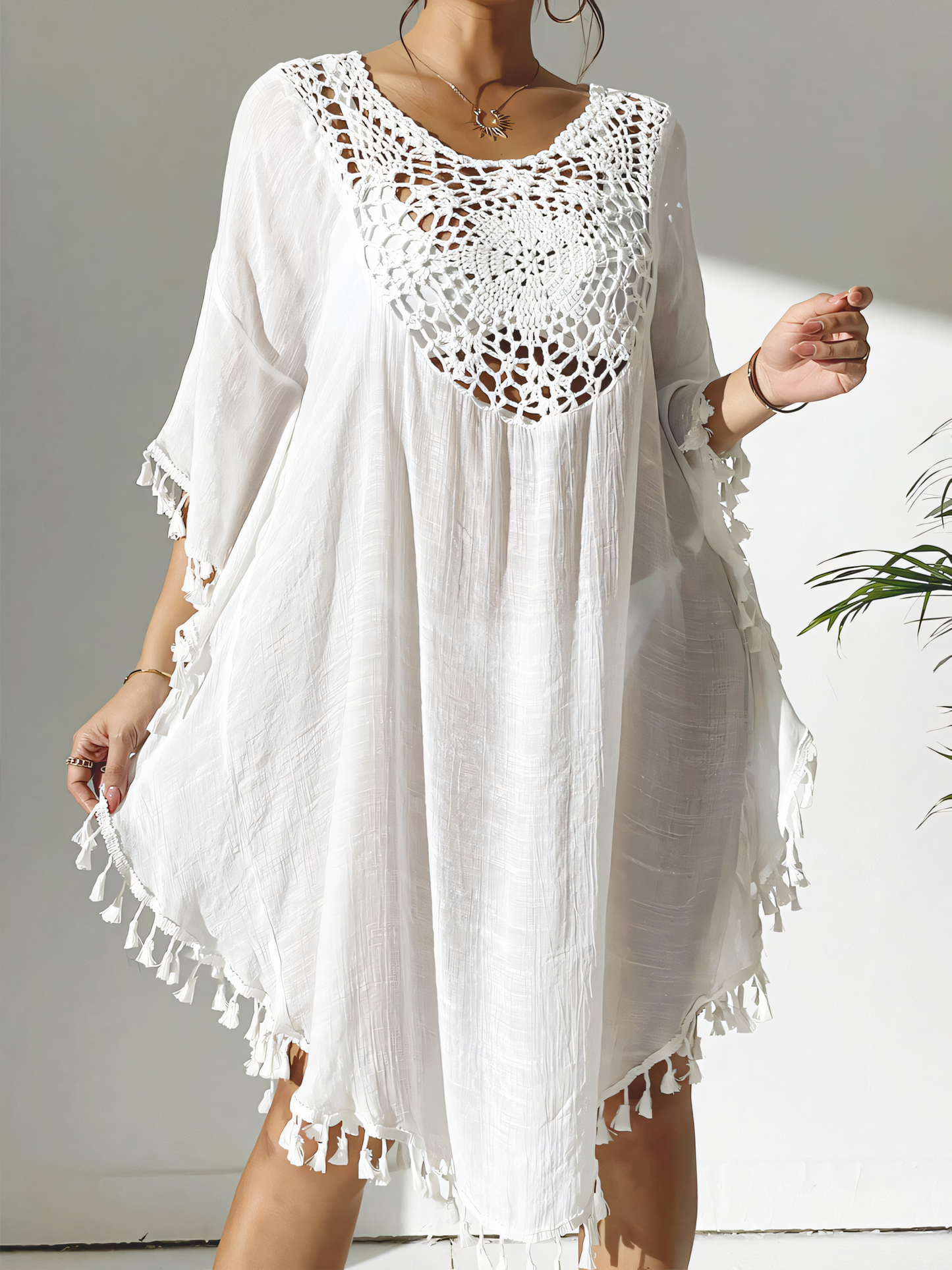 Crochet Panels with Tassels Cover-up