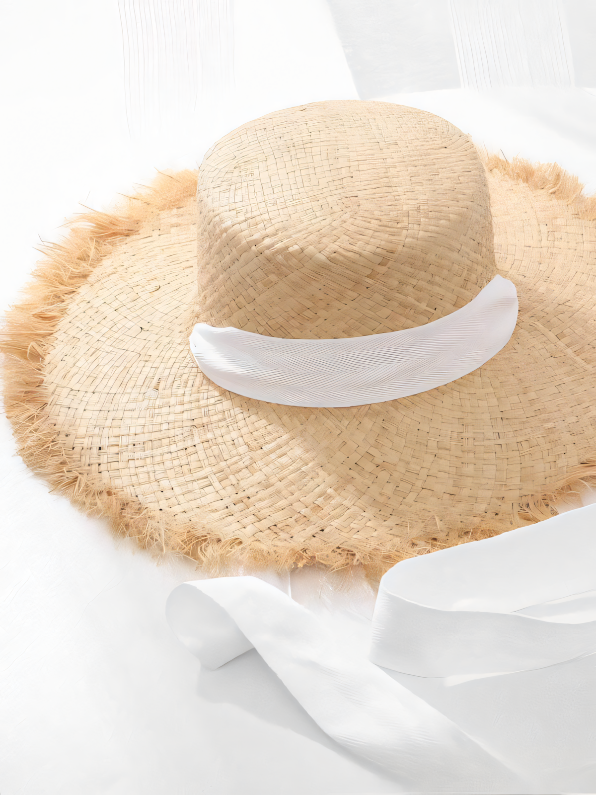 Flat Top Strap Raffia Straw Hat Beach Hat