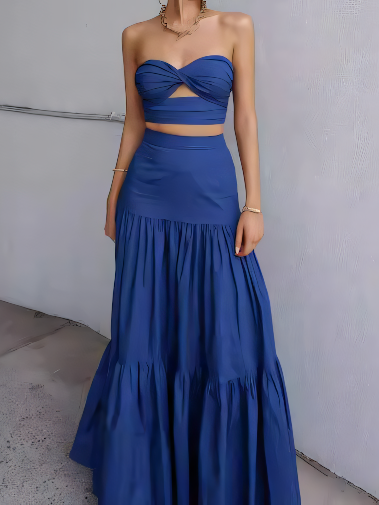 Bow Bandeau Large Swing Maxi Dress